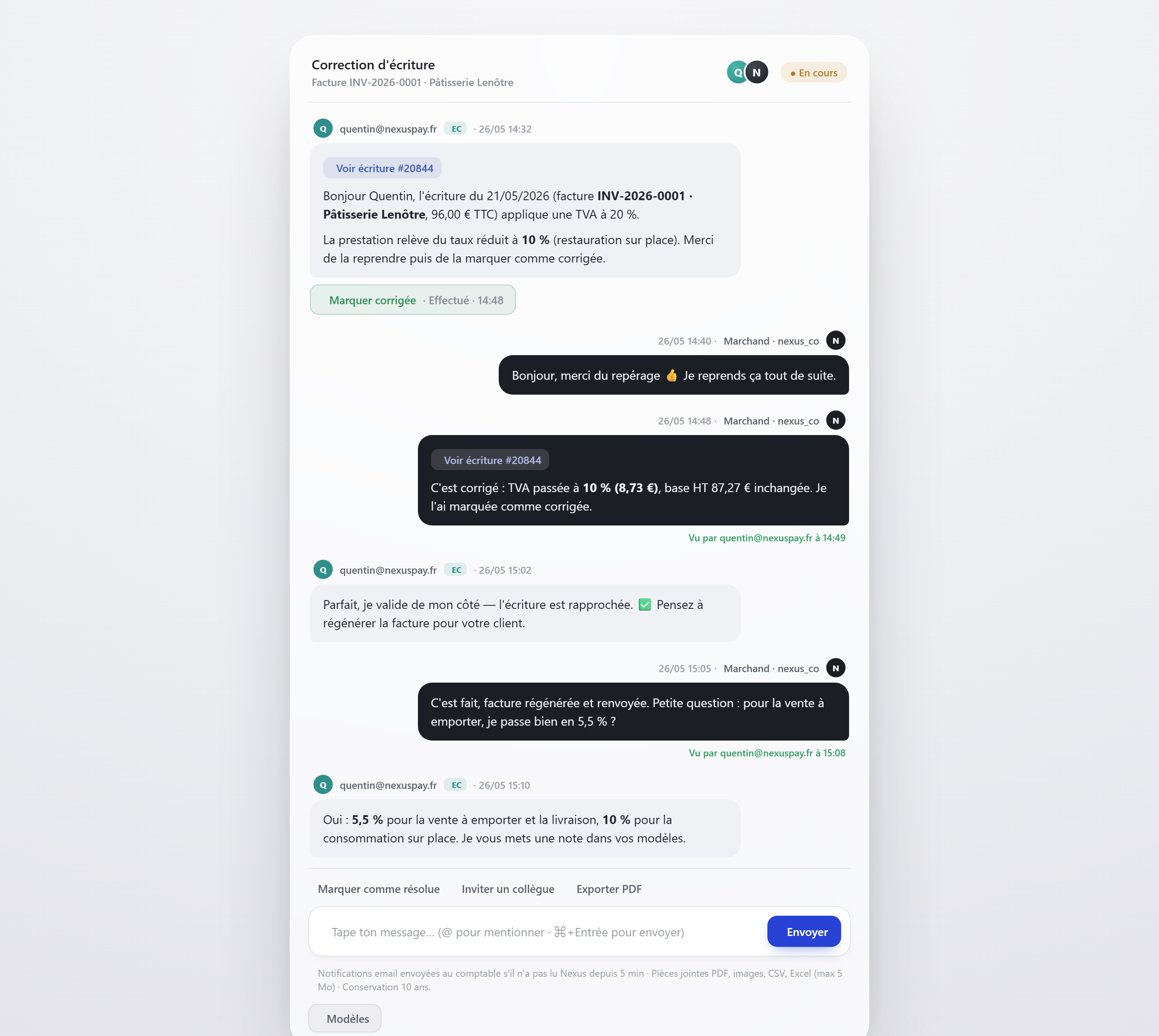 Espace comptable Nexus